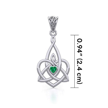 Celtic Motherhood Triquetra or Trinity Heart Silver Pendant With Gem TPD5784 - Jewelry